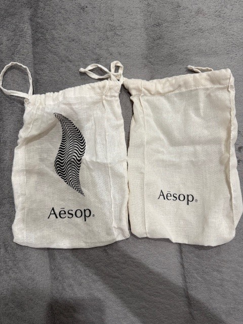 2 Two NEW Aesop Drawstring Dust Bag, For Purse, Storage Etc.