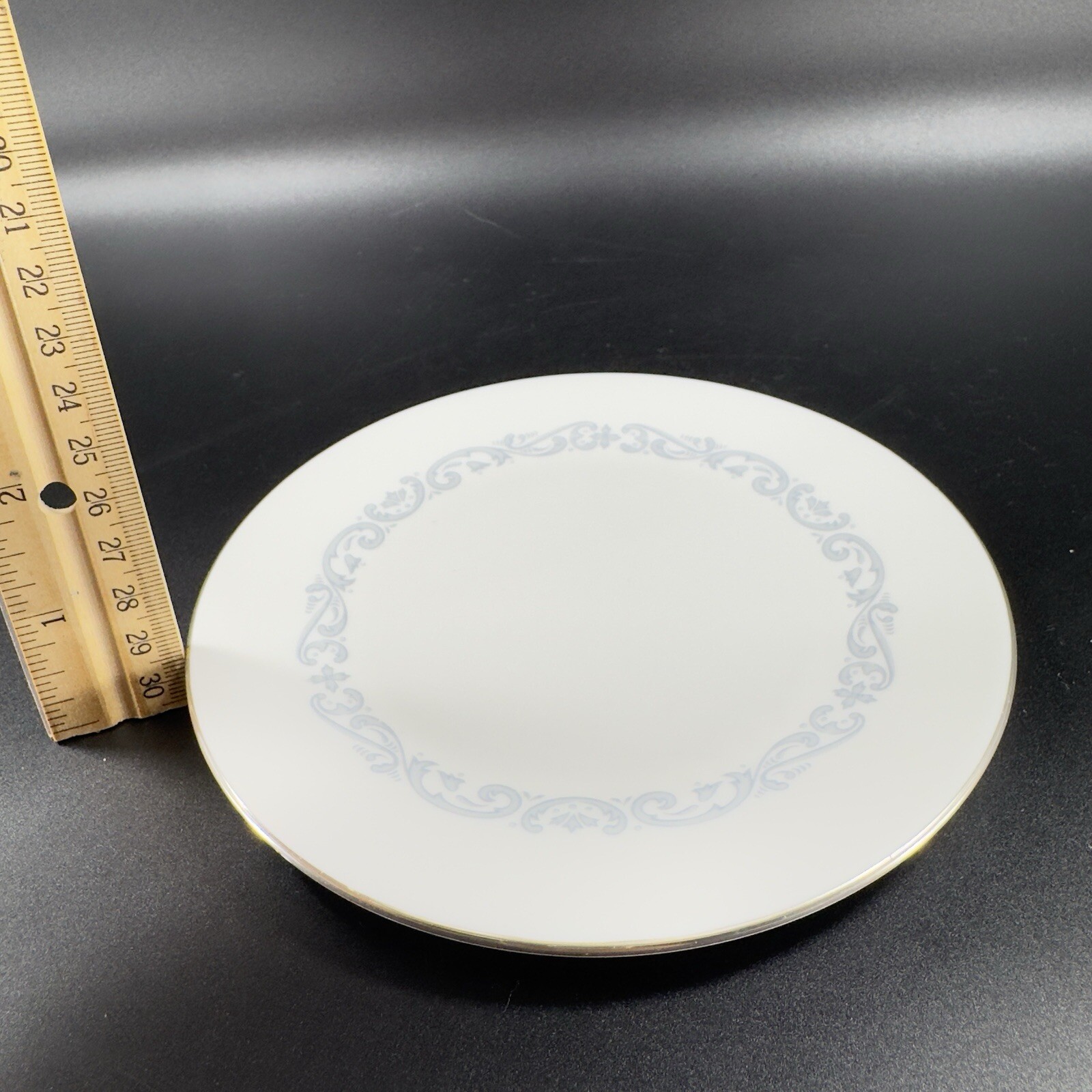 Minton Silver Scroll Pattern Round Porcelain Dish Plate Set 6 Made In England