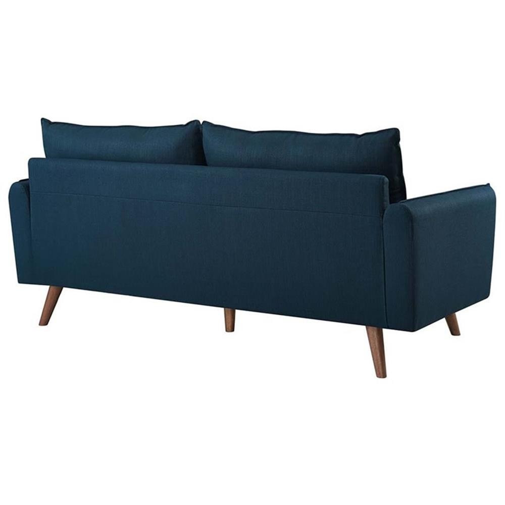 Modway Revive Modern Fabric Upholstered Sofa in Azure & Walnut
