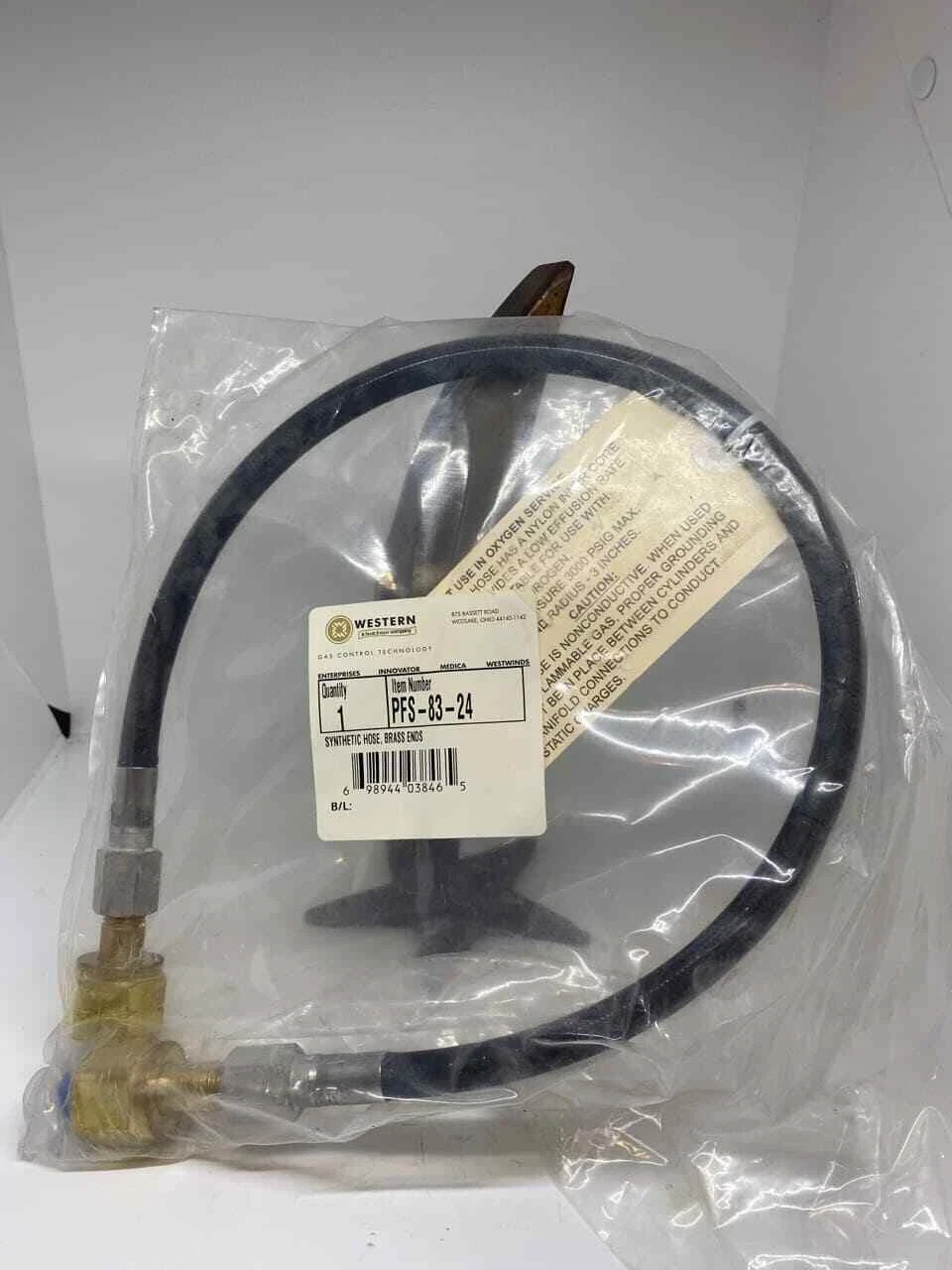 Western Enterprises PFS-83-24 Hydrogen CGA-350 LH Pigtail 24" Nylon Lined New OE