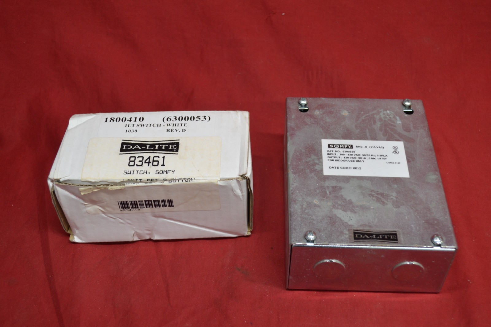 SOMFY CONTROL SWITCH AND ELECTRICAL BOX  FOR Da-Lite SCREENS * NEW, NEVER USED