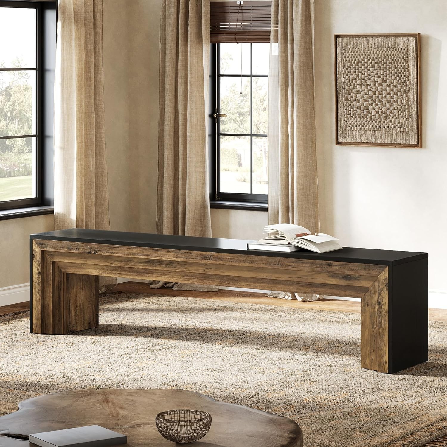 71" Modern Entryway Bench Farmhouse Wooden Shoe Bench Indoor Seating for Hallway