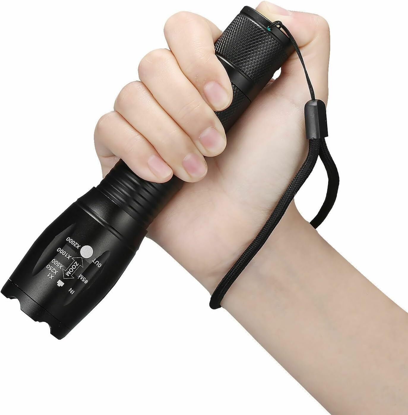 1PC 2 IN 1 White Light&Red Light LED Flashlight Pocket Light Zoomable Torch