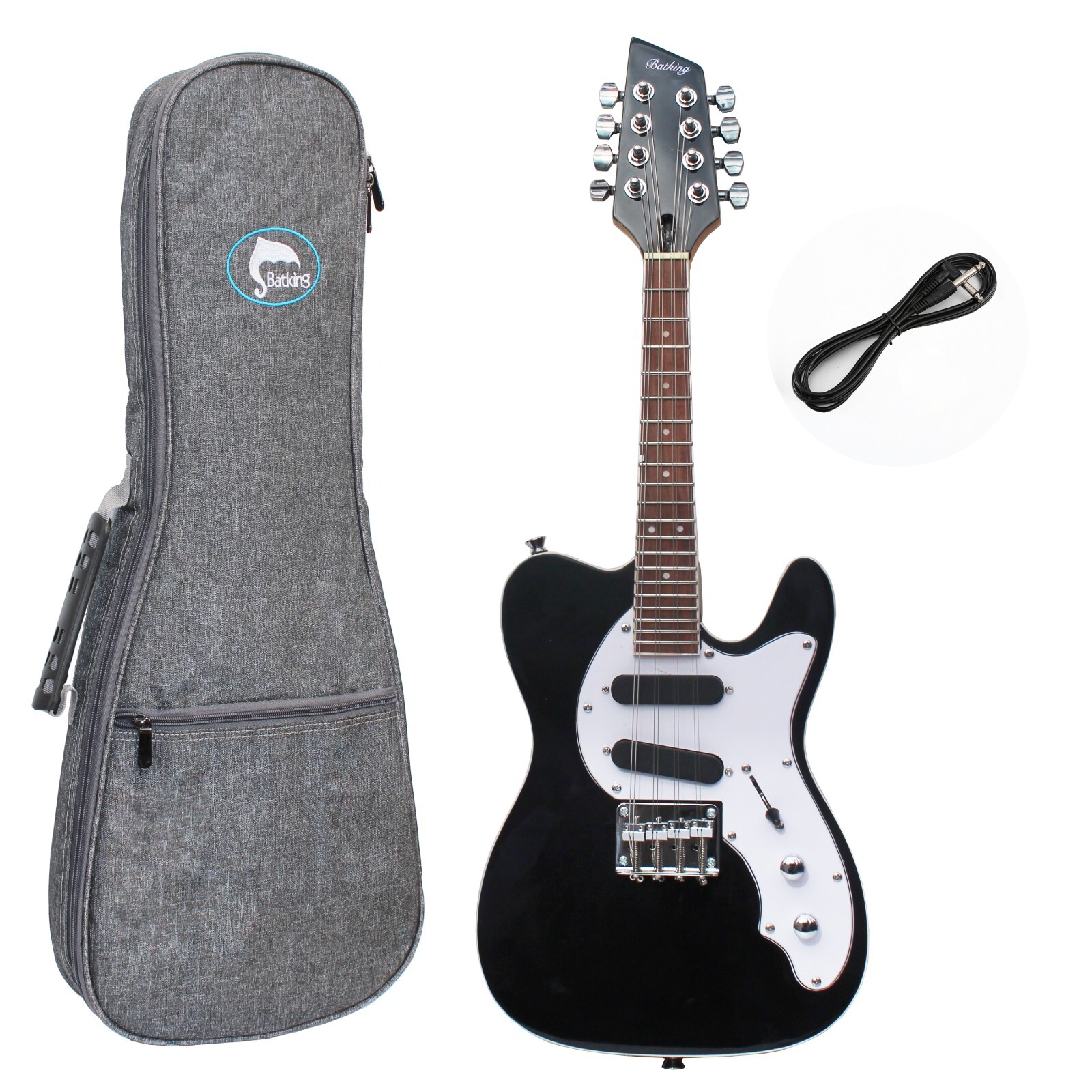 Musoo Brand Mandocaster Electric Mandolin In Black W/Gig Bag