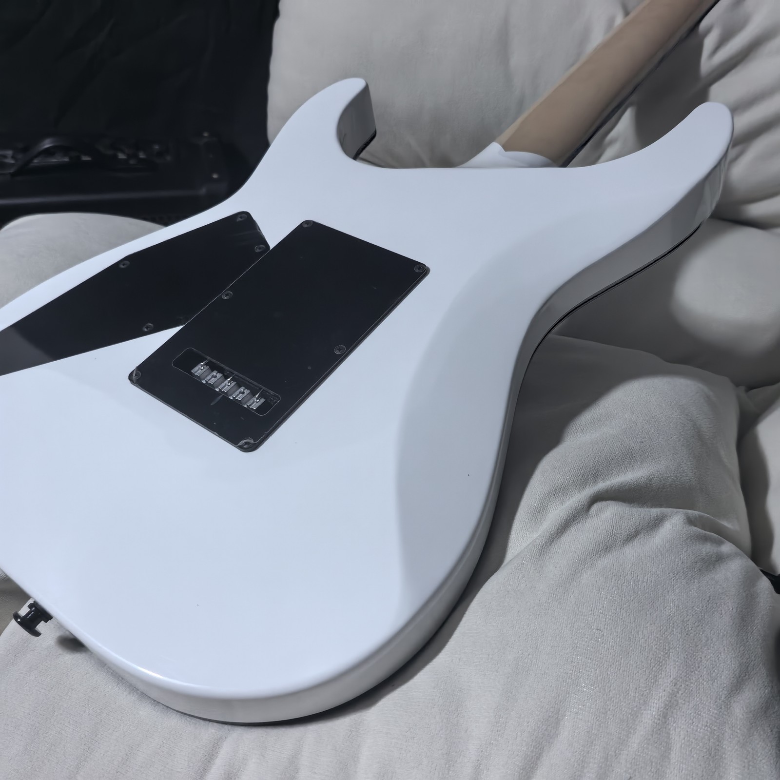 New moon Solid body white Electric Guitar HH Pickups FR Bridge Bone Nut