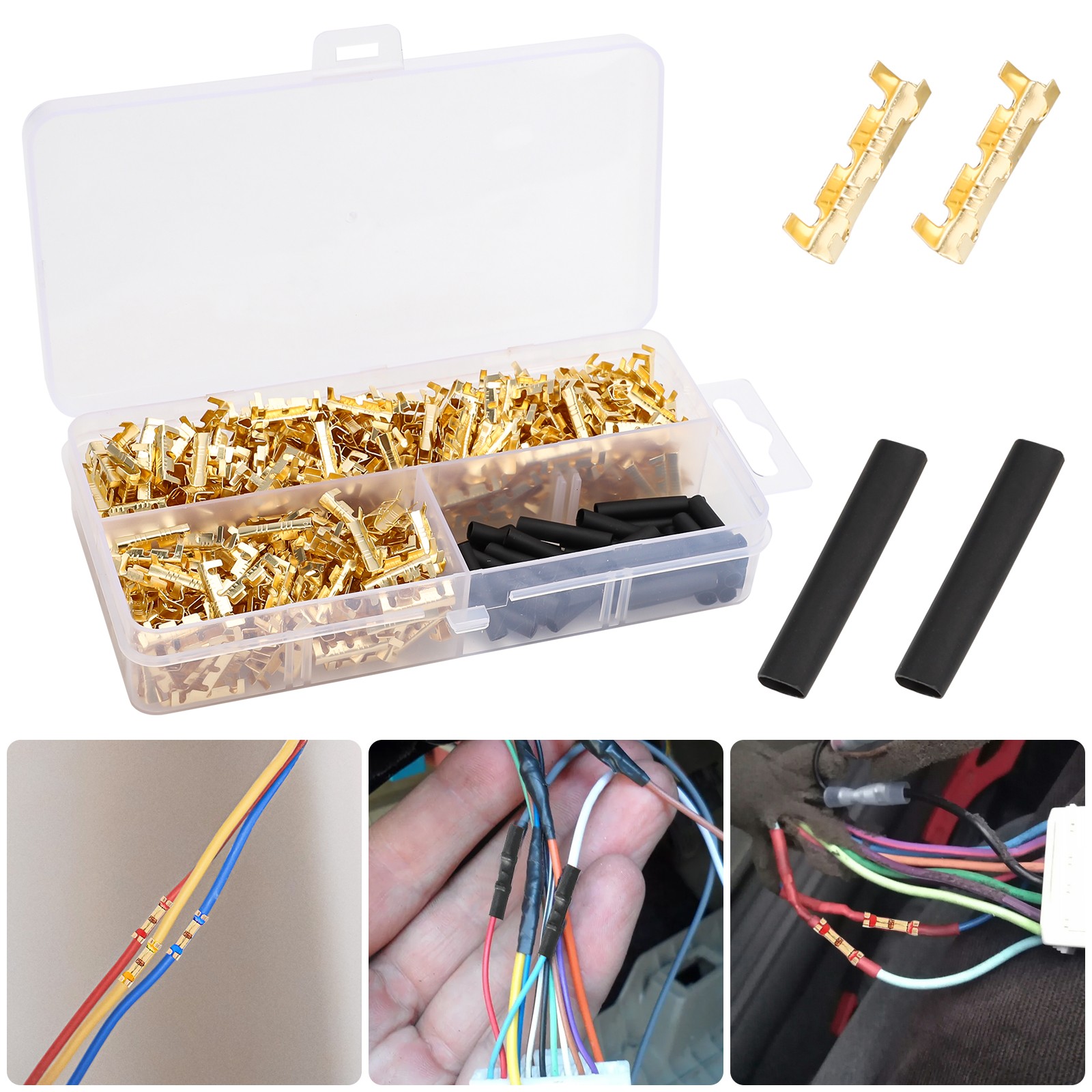 500PCS U-Shaped Copper Crimp Terminal Non-Insulated Wire Connectors Auto Wiring