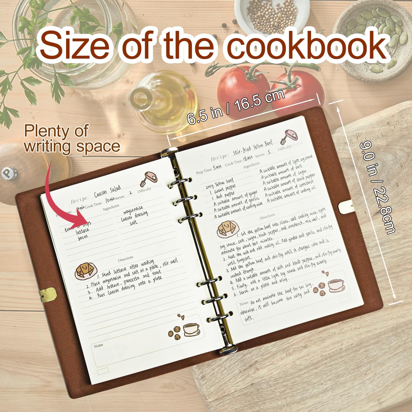 GoShambar Blank Recipe Book To Write In Your Own Recipes, Leather A5, Brown
