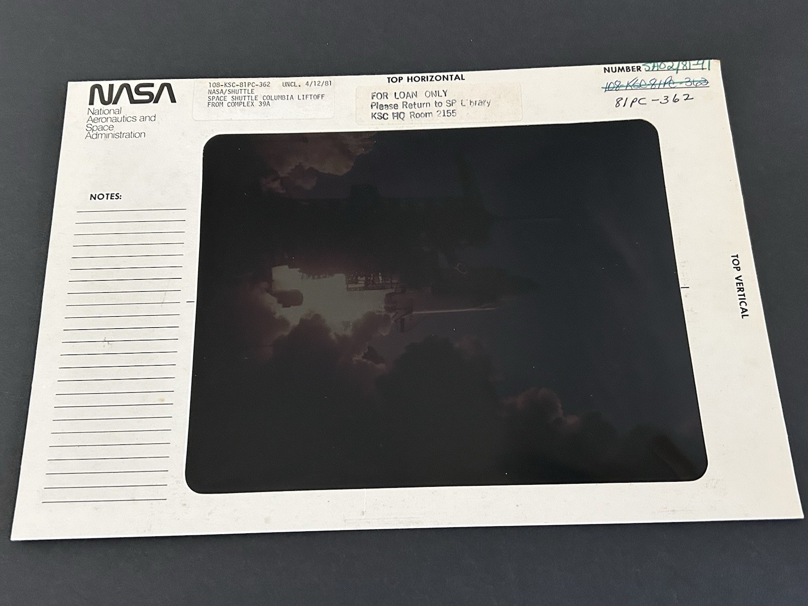 1981 NASA KSC Space Shuttle Columbia STS-1 Liftoff Presentation Transparency-362