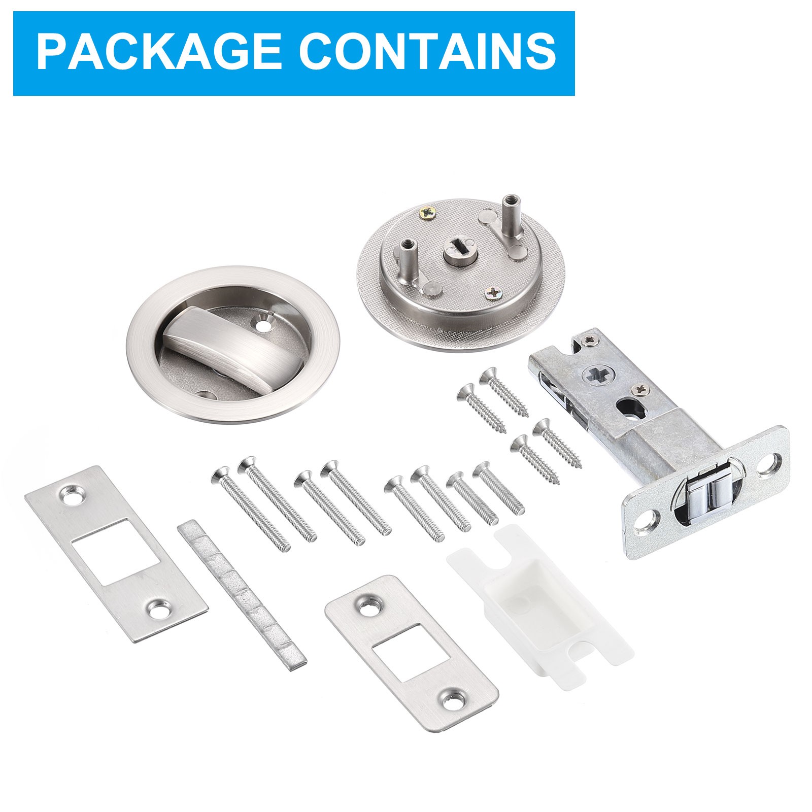 2Pcs Round Recessed Door Lock with Color Coded Indicators 2 3/8" Backset Silver