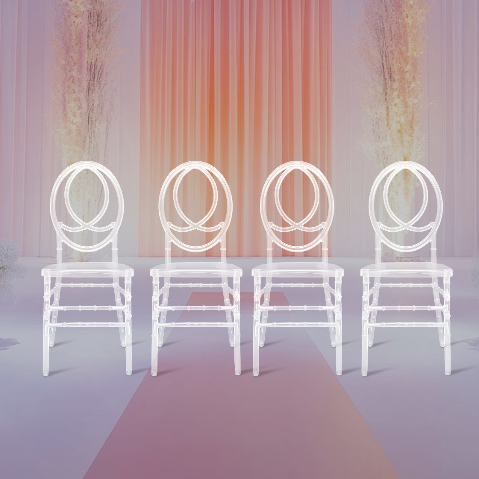 4 Pcs PC Clear Elegant Party Event Wedding Chairs For Banquet& Wedding Halls