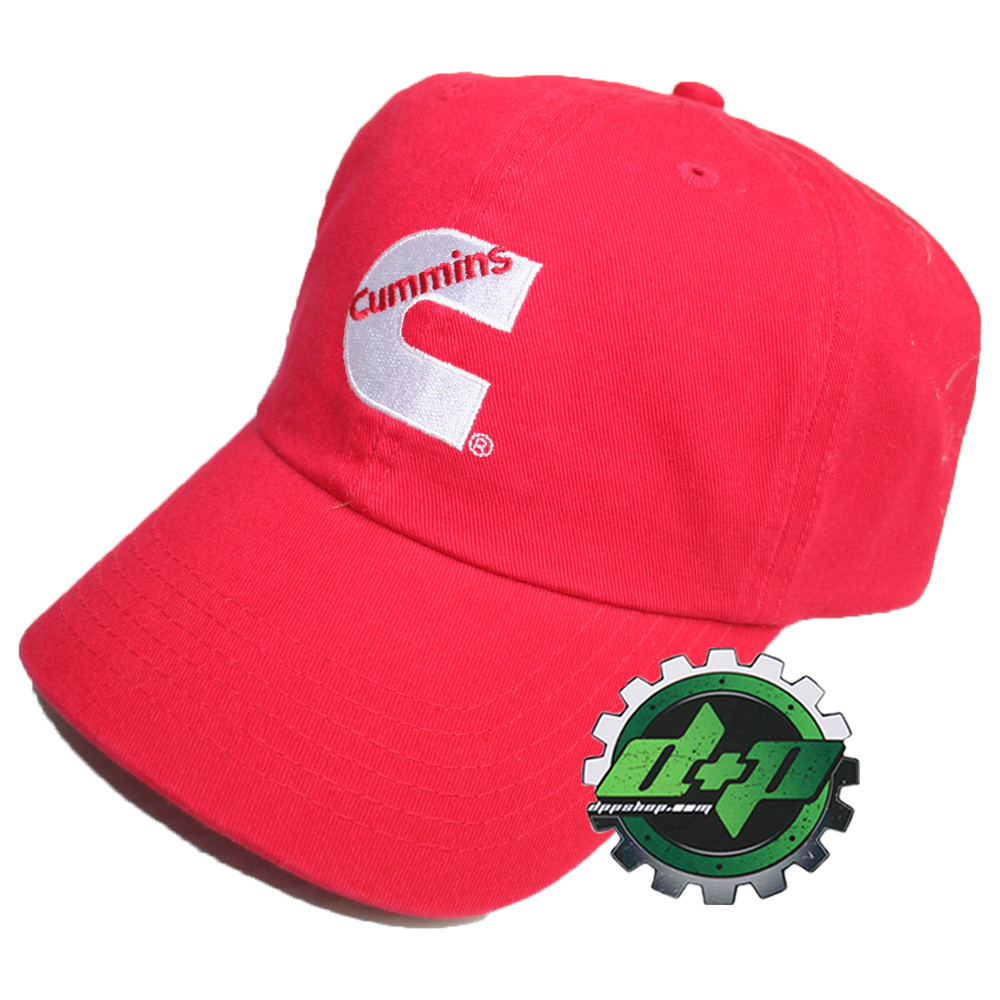 Cummins baseball hat cap basic red soft center logo hat truck diesel gear