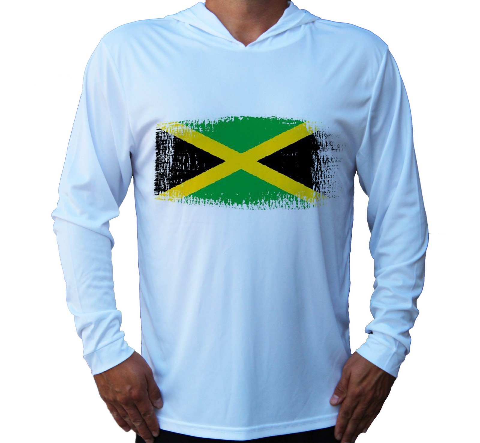 Jamaica Flag Sport UV Protected UPF 50 Long Sleeve Fishing Boat Sport Hood