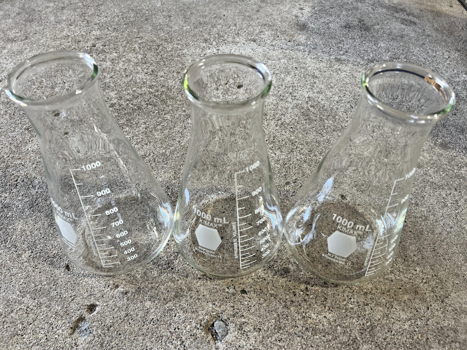Kimax Glass 1000ml No. 26650 Stopper No. 11 Lab Erlenmeyer Flask