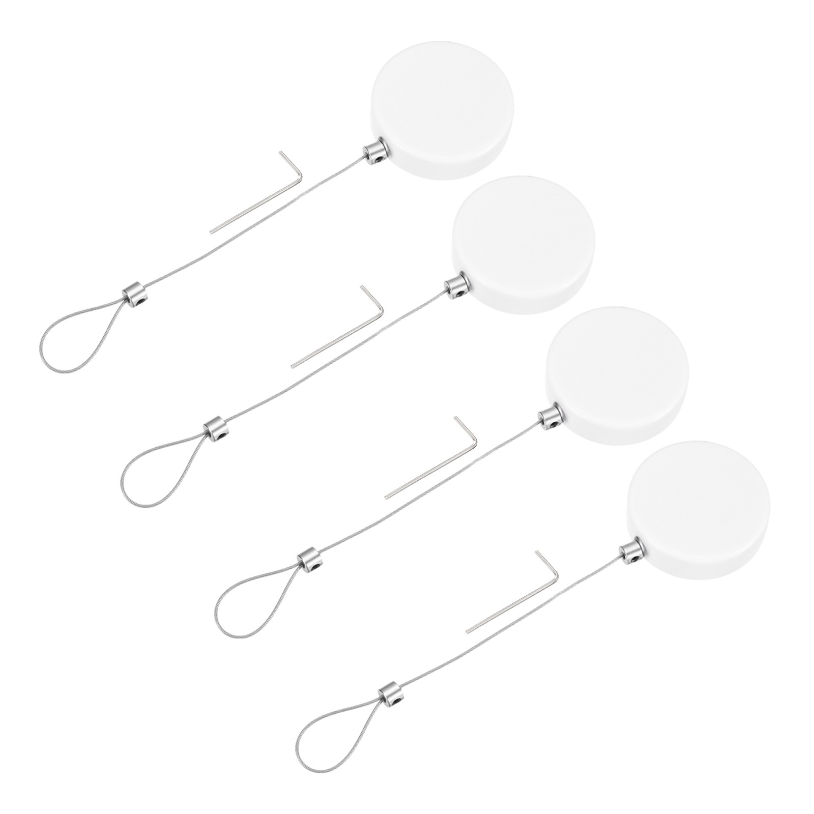 3.3ft Retractable Cable Security Lock with Latch Wrenches 150 g White,4 Pack