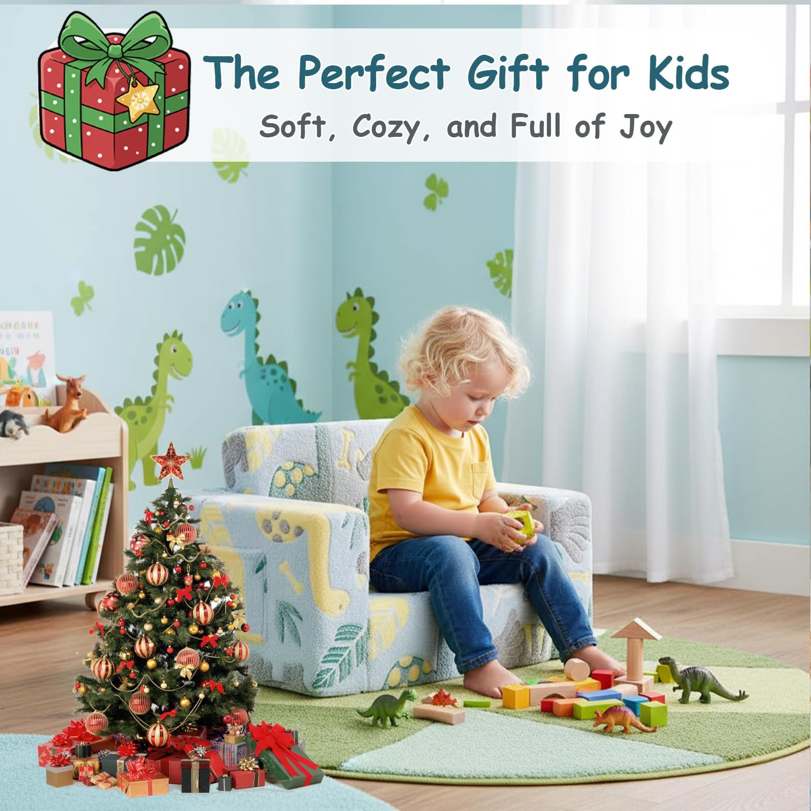 Sofa, 2-in-1 Kid Sofa, Convertible Children Couch to Lounger, Flip Out Chair,...