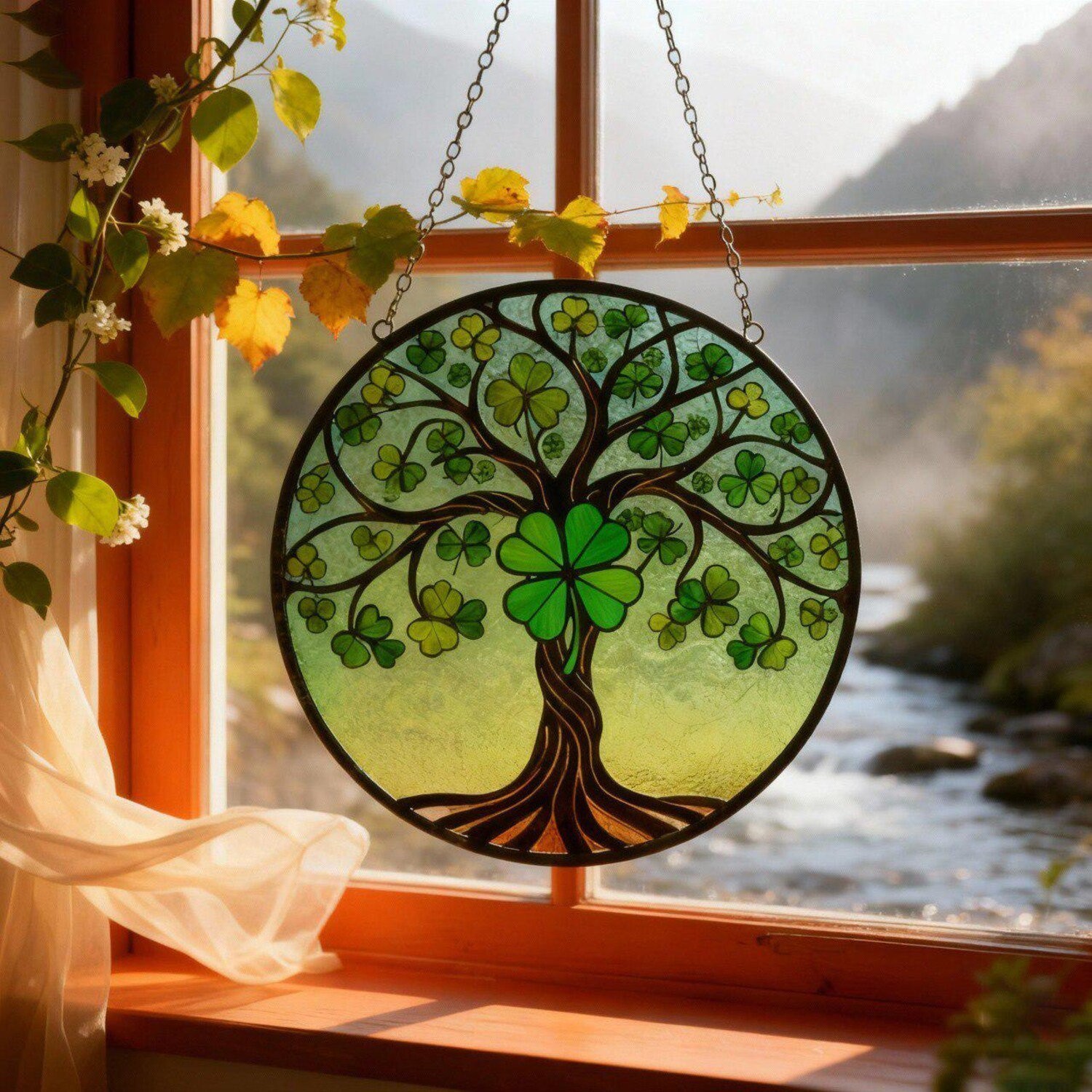St. Patrick's Day Stained Glass Suncatcher Window Hanging Decor