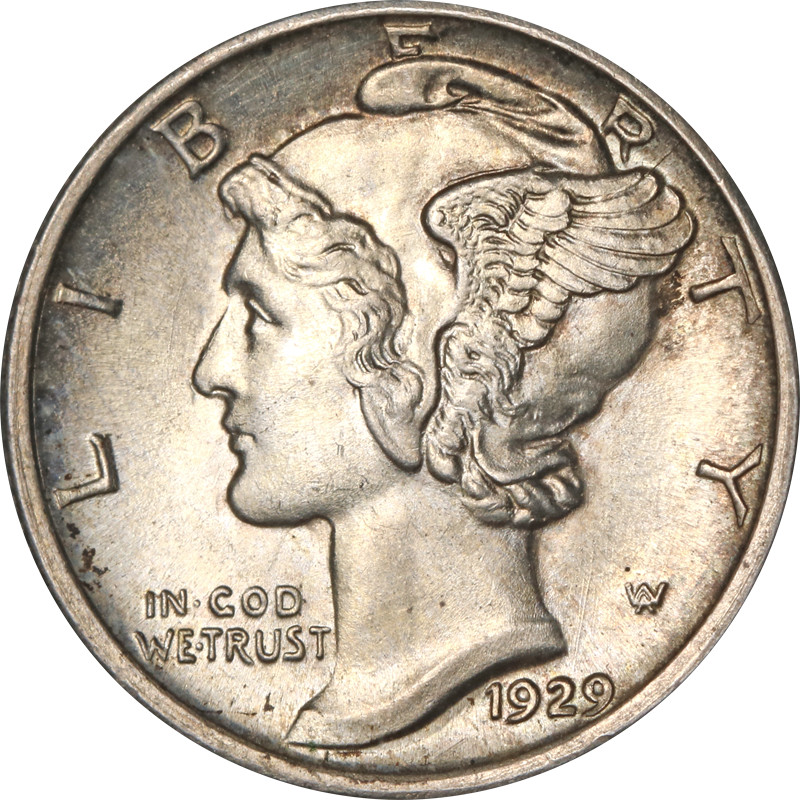 1929-S Mercury Dime - Razor Sharp Bands