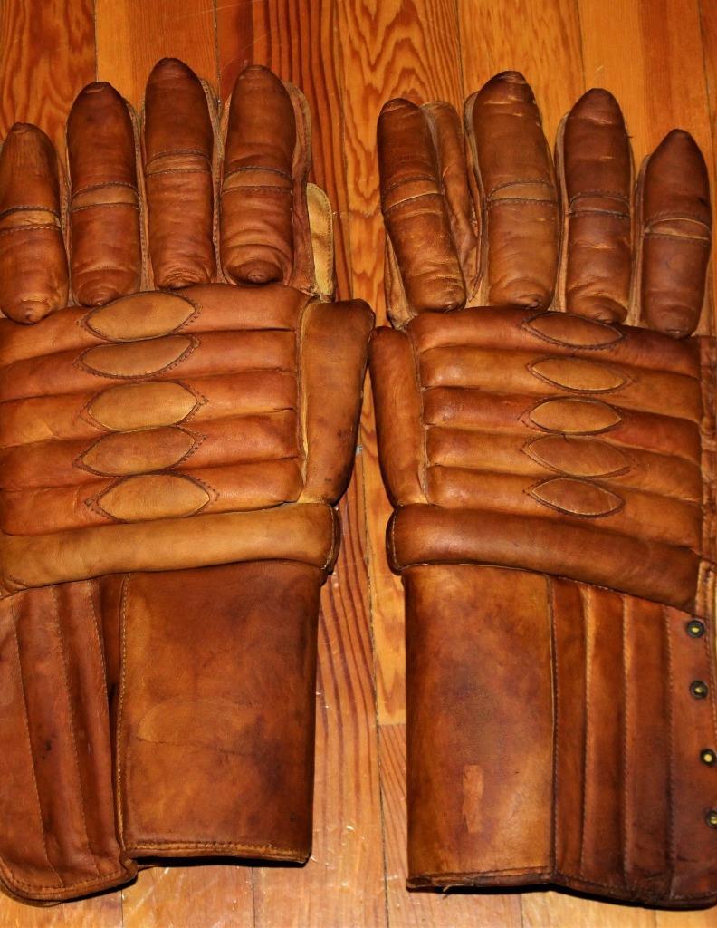 Rare Vintage 1930's Attenhofer Leather Hockey Gloves Antique Gear Equipment!