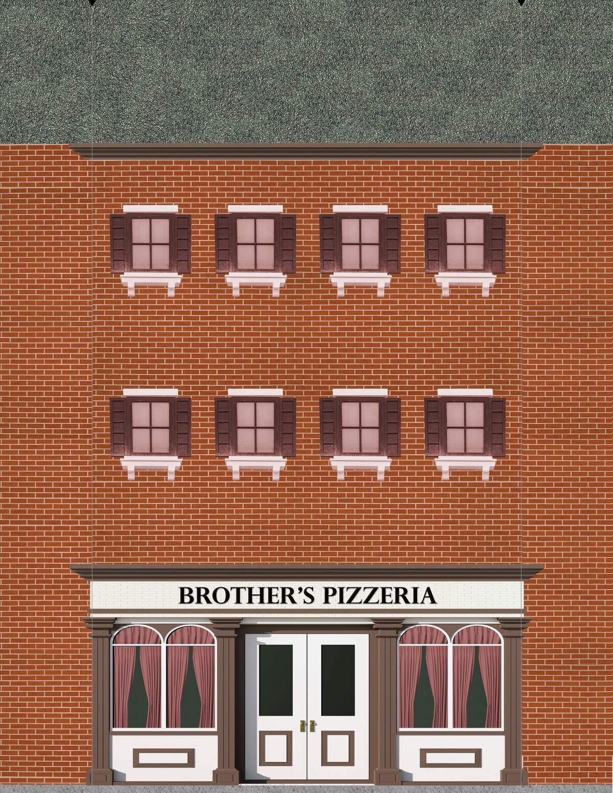 10 Strorefront Flat Buildings for Backgrounds for O Scale Train Layouts