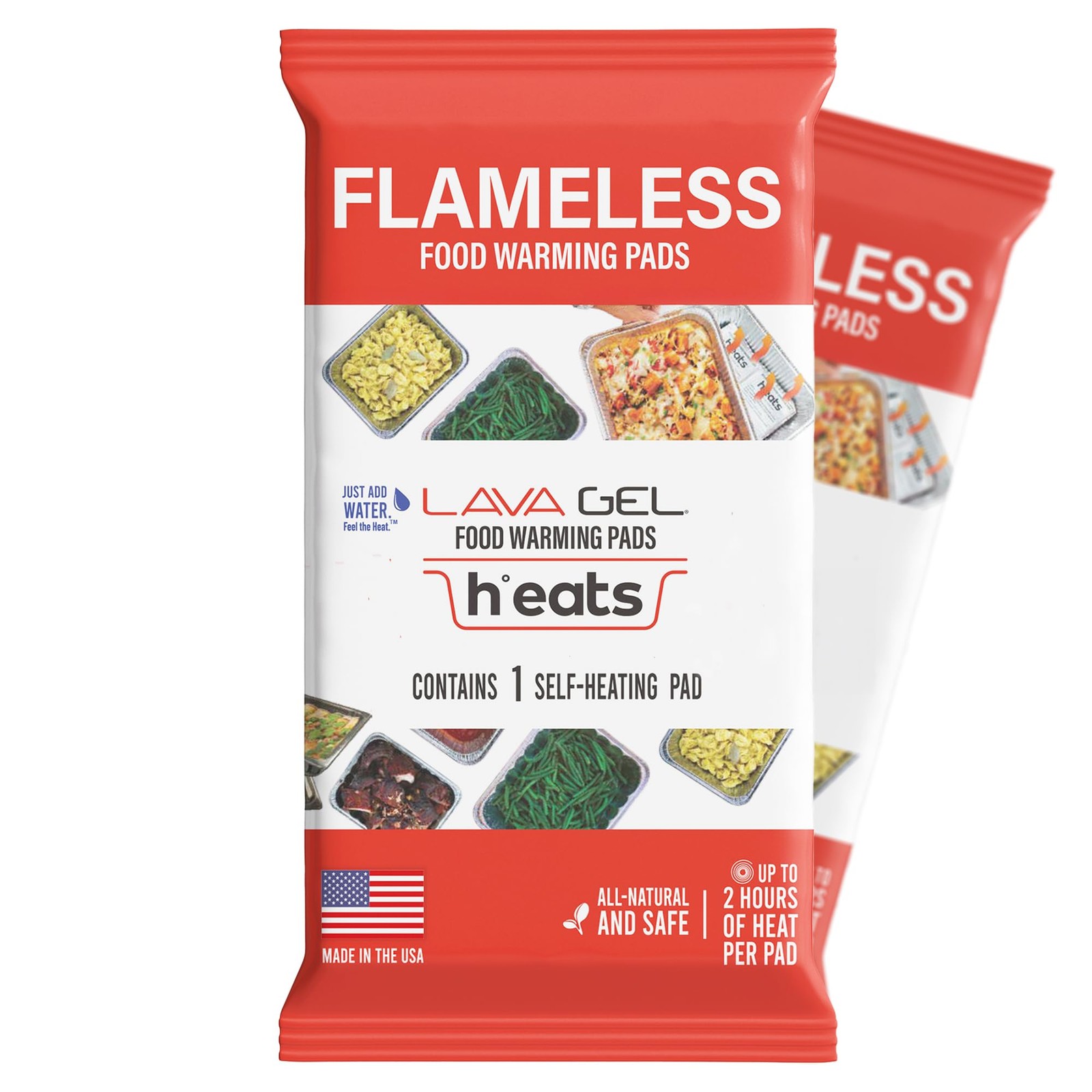 Flameless Food Warmers (Pack of 2) – Disposable Pads to Keep Half Pan, Orange