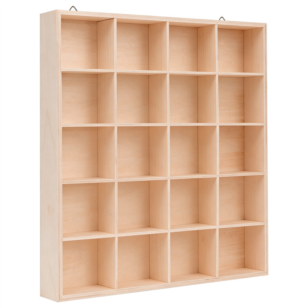 Wood Display Case 20-Slot Organizer for Monster Trucks Storage Wall-Mountable