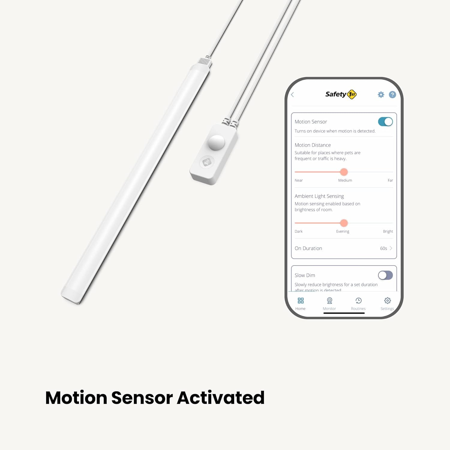 Connected under Crib Smart Light — Motion Activated Night Light, Dimmable and Fu