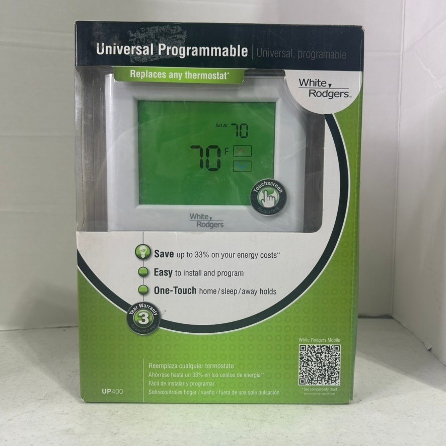 White Rodgers UP400 Universal Programmable Touchscreen Thermostat 7 Day