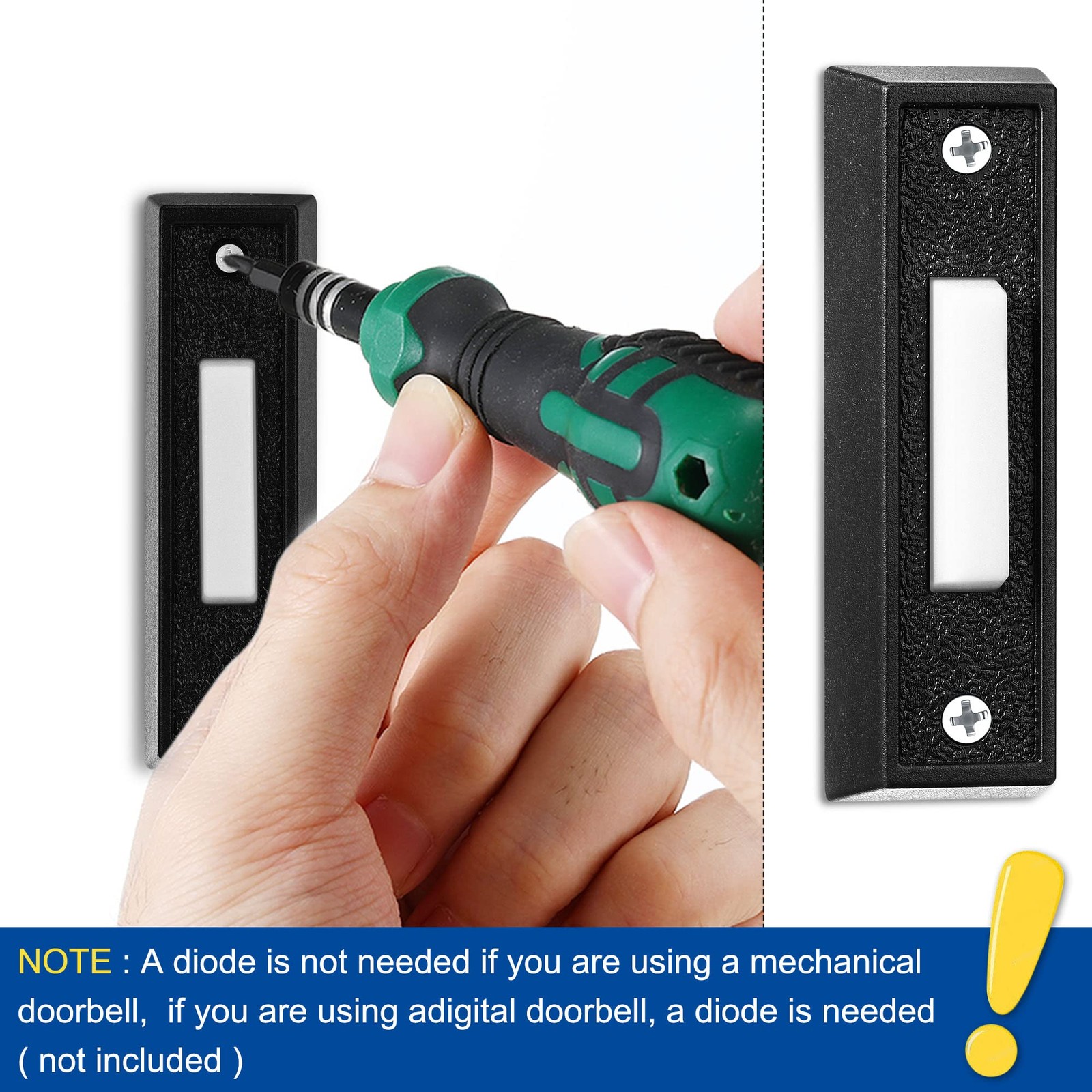 LED Lighted Door Bell Button Push Switch Wall Mounted for Chime Ring