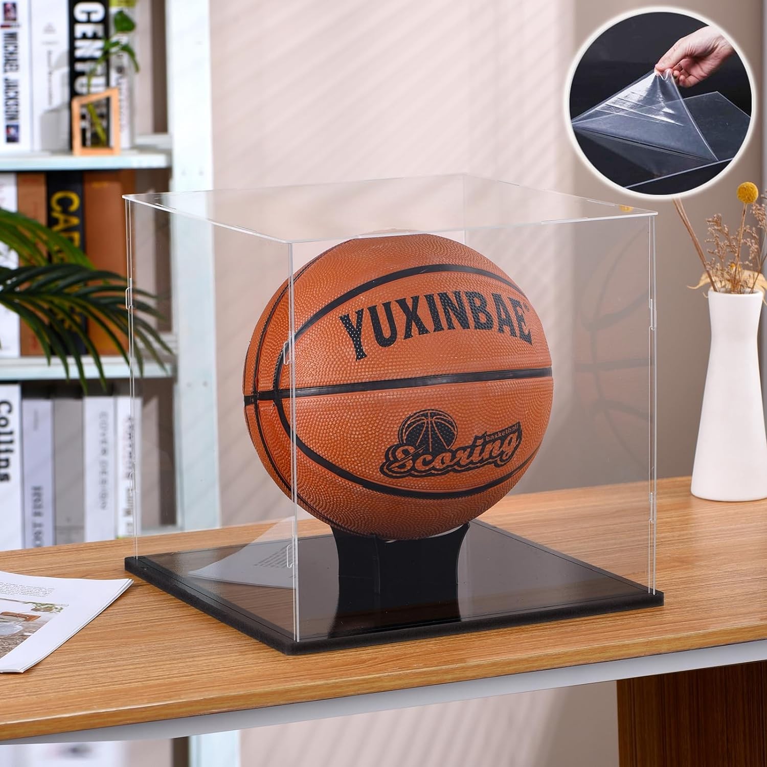 Clear Acrylic Display Case UV Protected Basketball Holder,