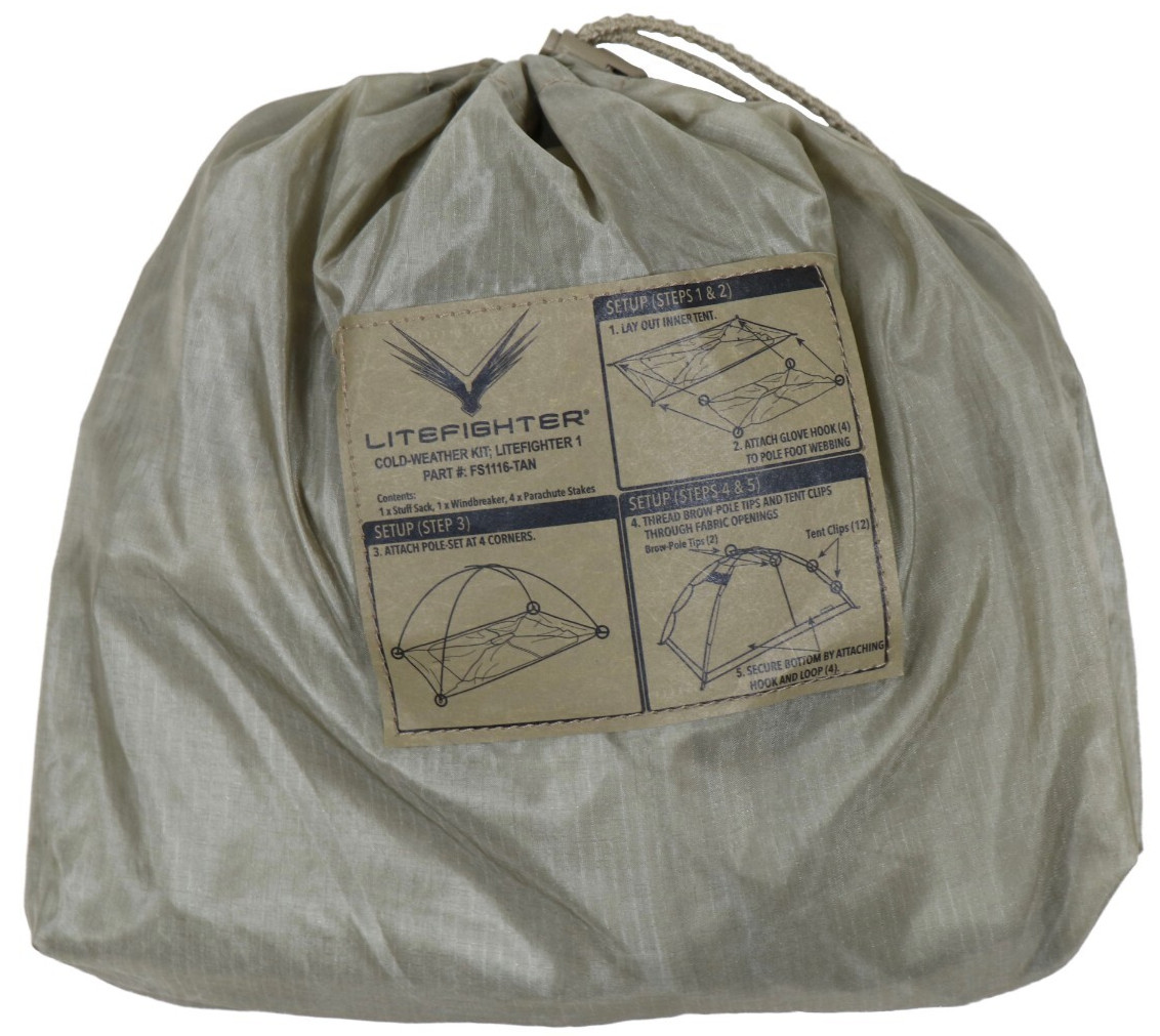 USGI LiteFighter Cold Weather Kit (For 1 man tent) Coyote W/ 4 Snow/Sand Anchors