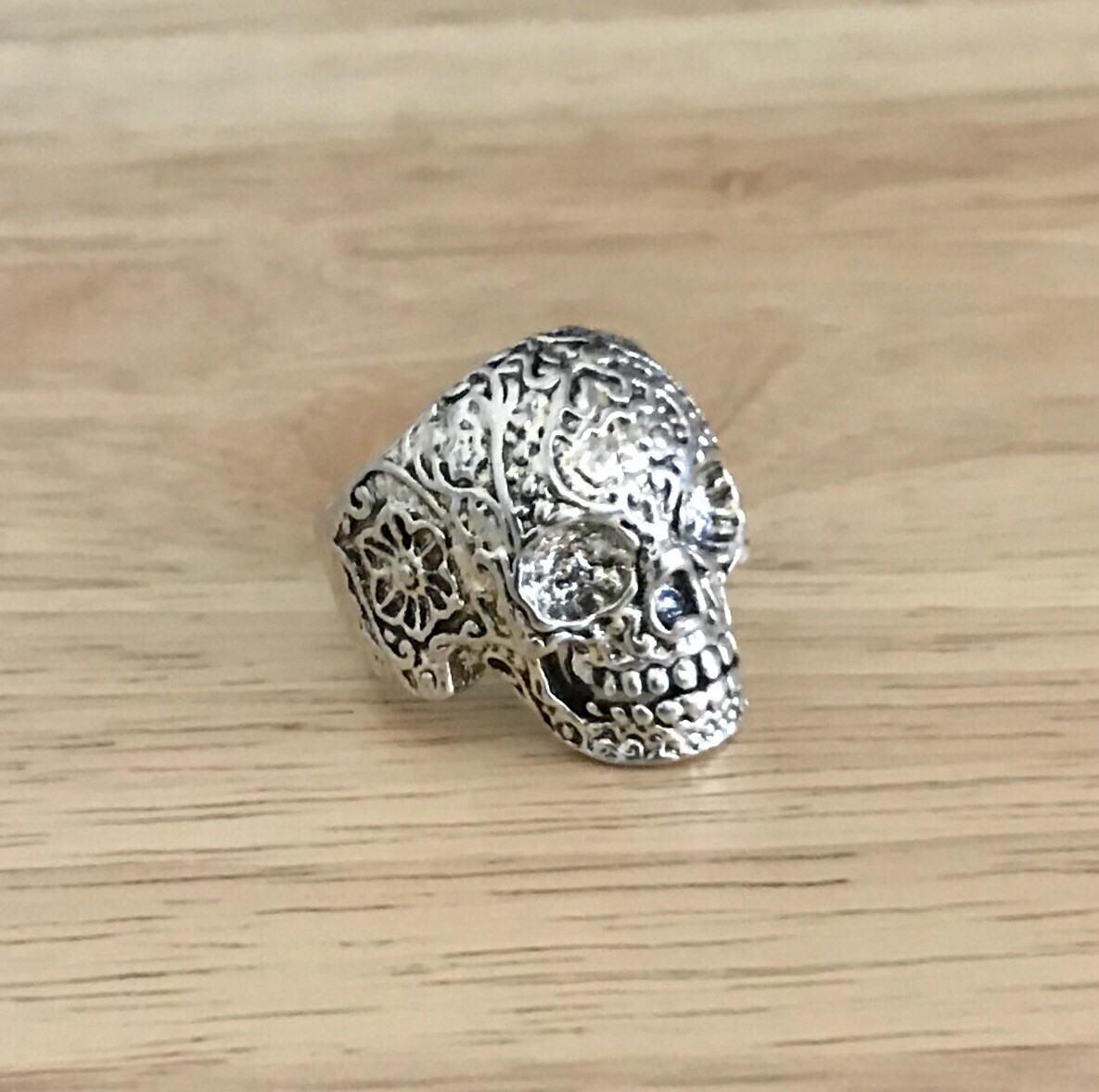 Tibetan Silver Skull Face Ring