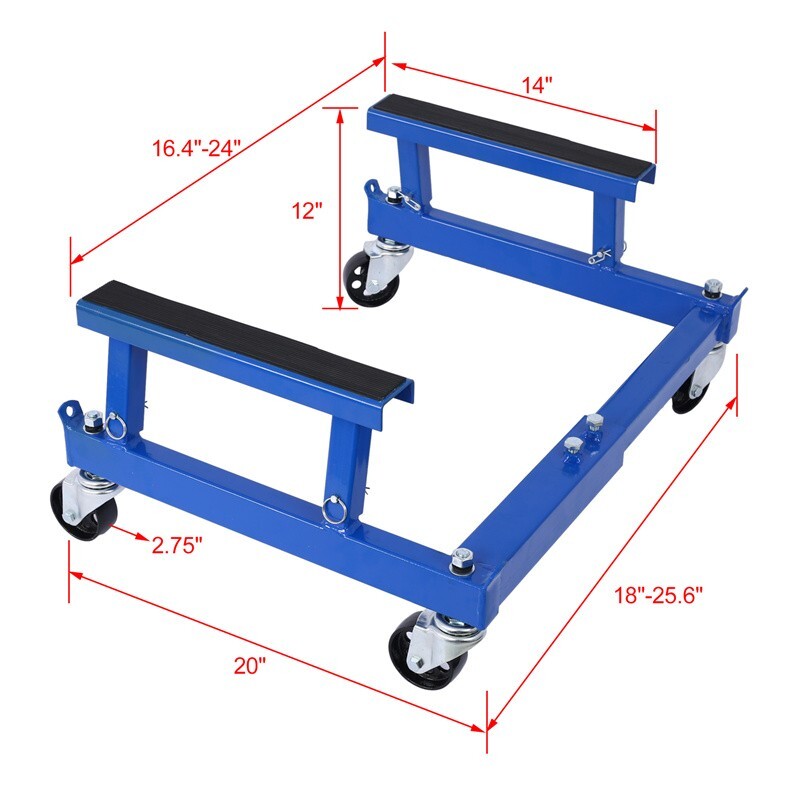 1500lbs ATV Motorcycle Engine Stand Cradle Shop Dolly Adjustable Width & Height