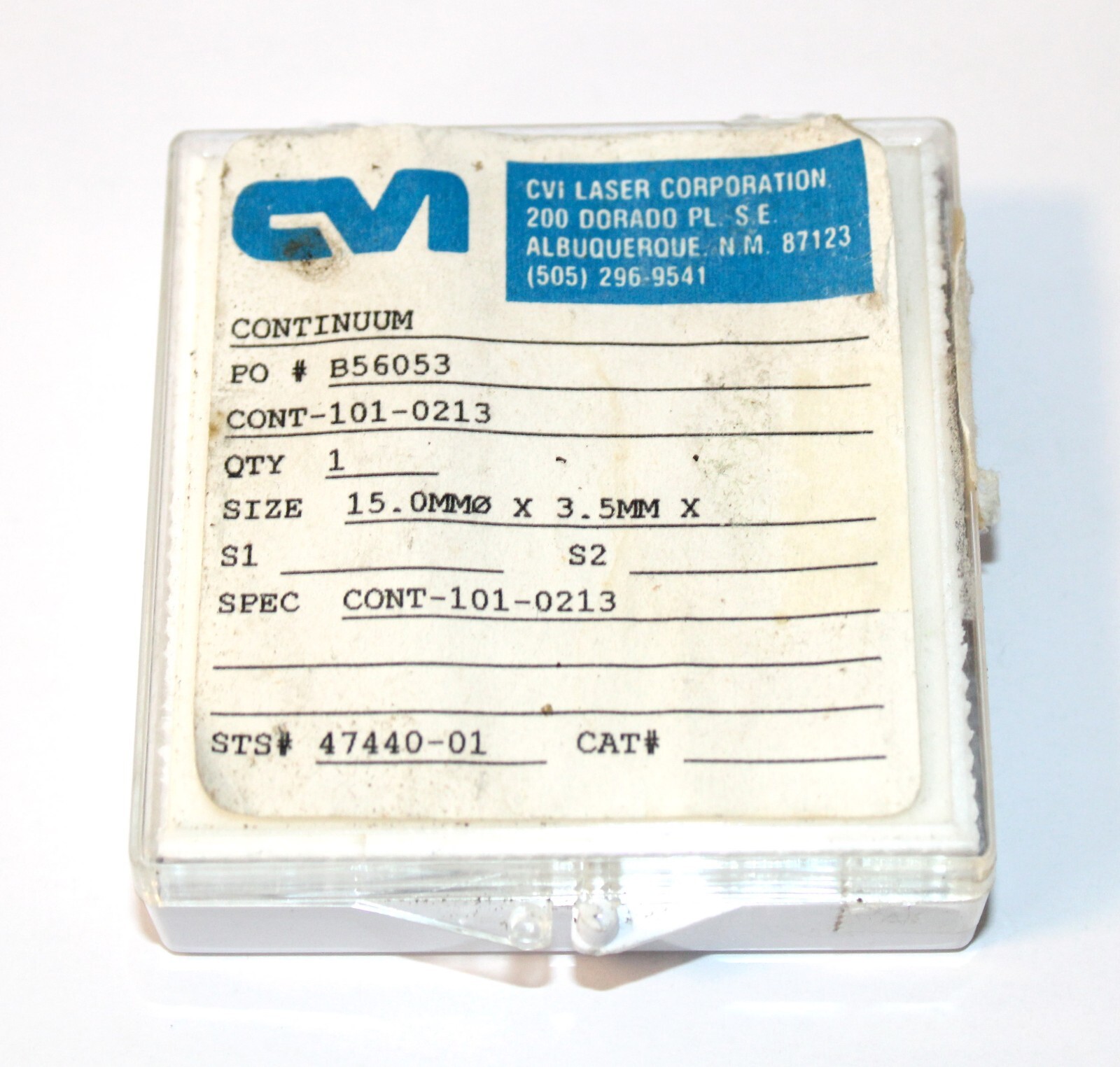 CVI Quarter Wave Plate 15.0mm 3.5mm OD , B56053 CONT-101-0213