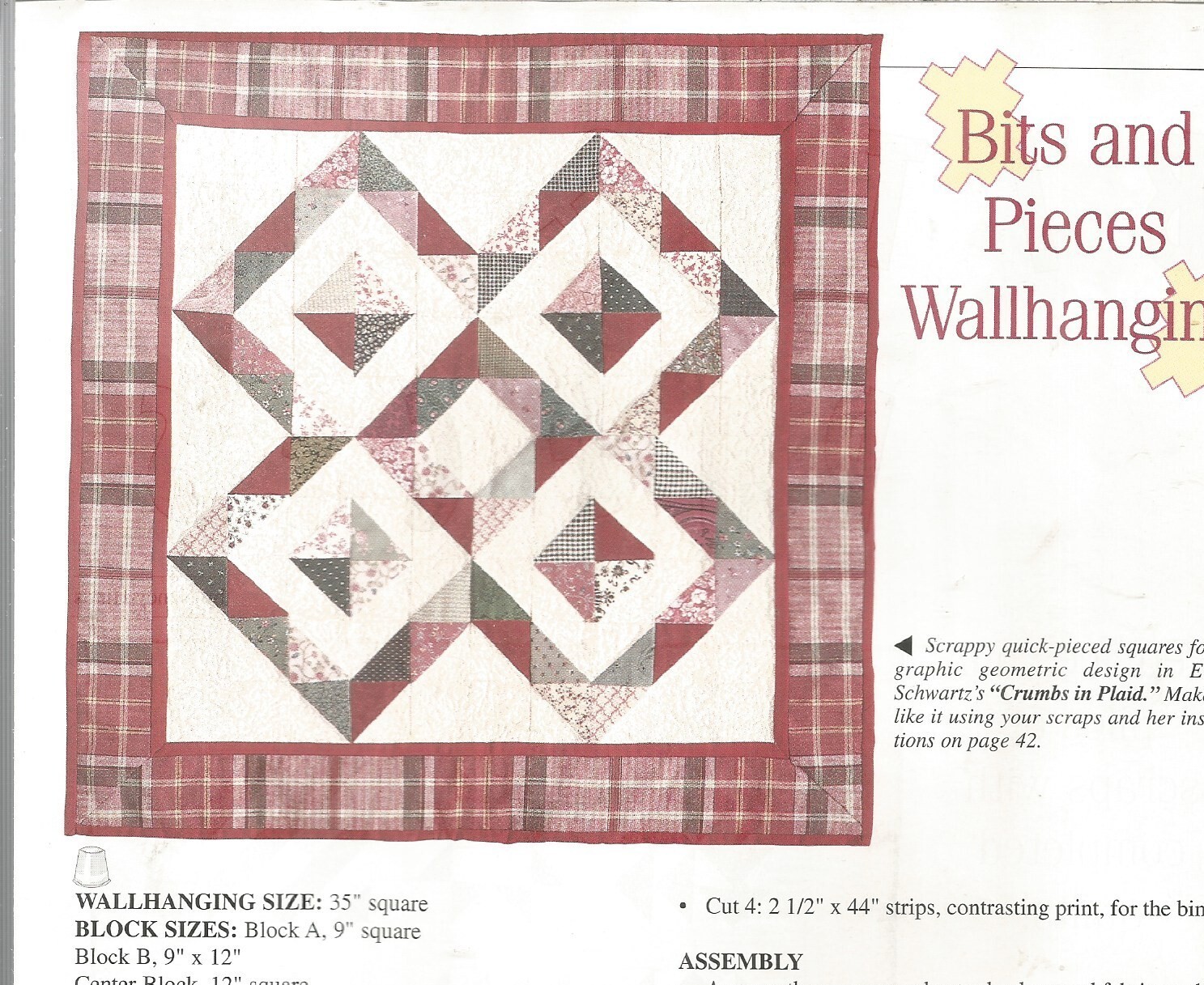 E0221 BITS AND PIECES WALLHANGING QUILT PATTERN/INSTRUCTIONS