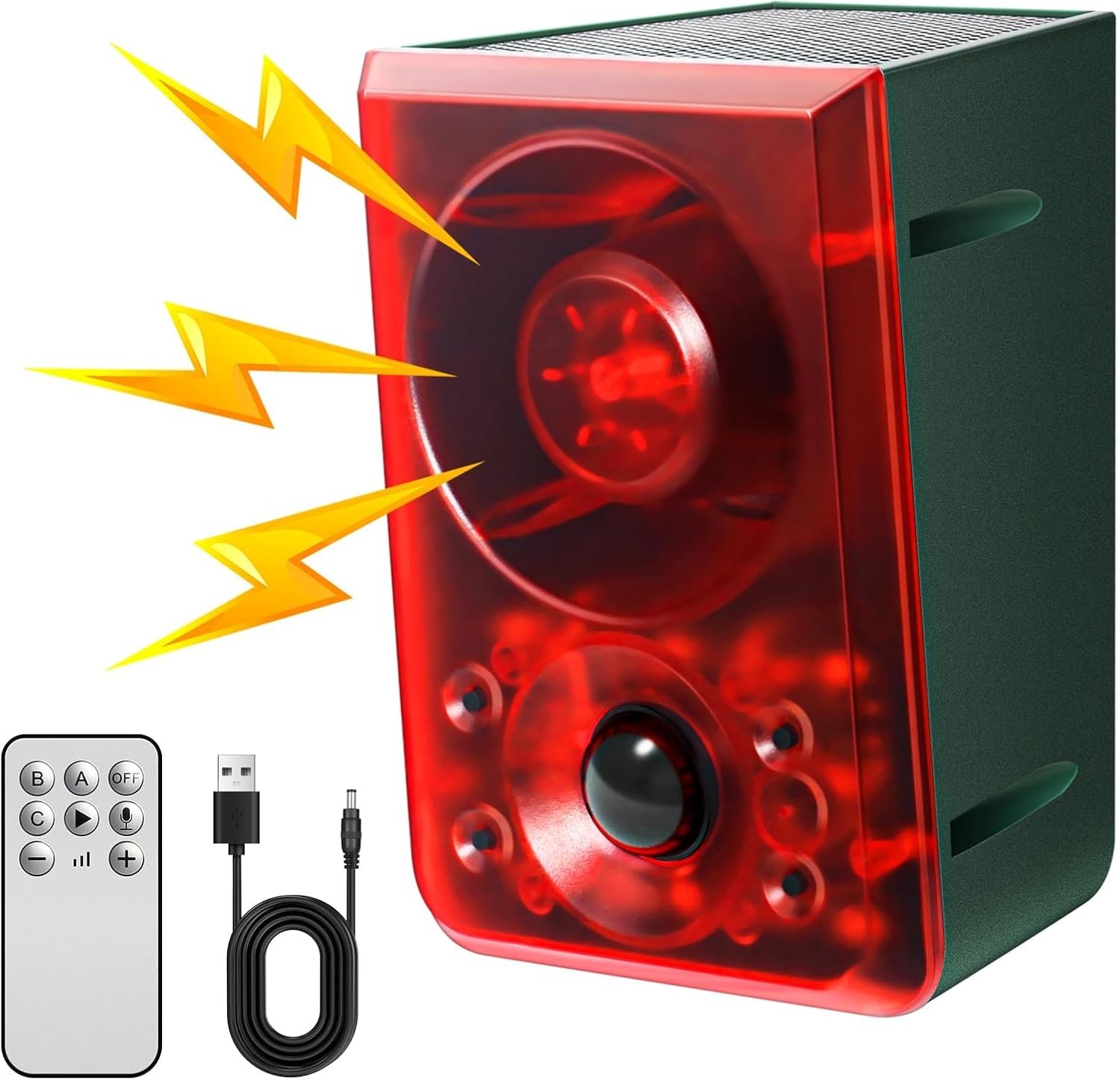 Outdoor Motion Sensor Alarm with 130Db Loud Noise, 13 Sounds & Strobe Light