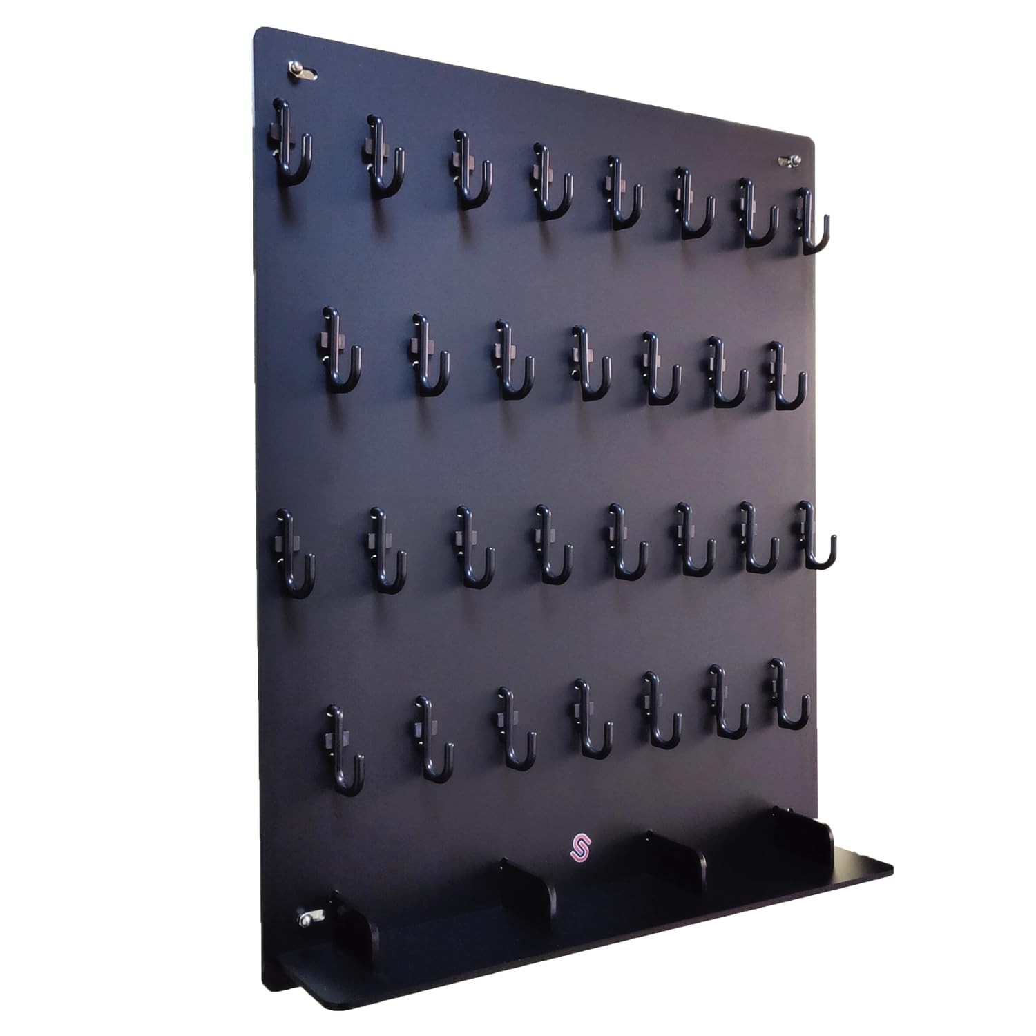 P0004 Acrylic Key Hanging Board 30 Hooks 14 3/4x18 3/4 Inch Matte Black