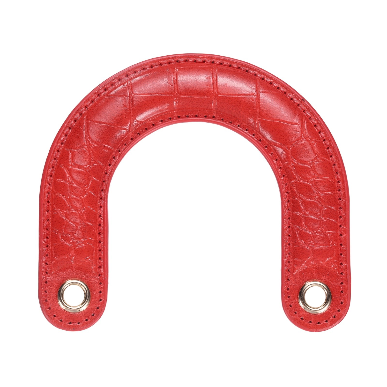 PU Leather Bag Handle, U-Shaped Handbag Handle with Iron Grommets, Red