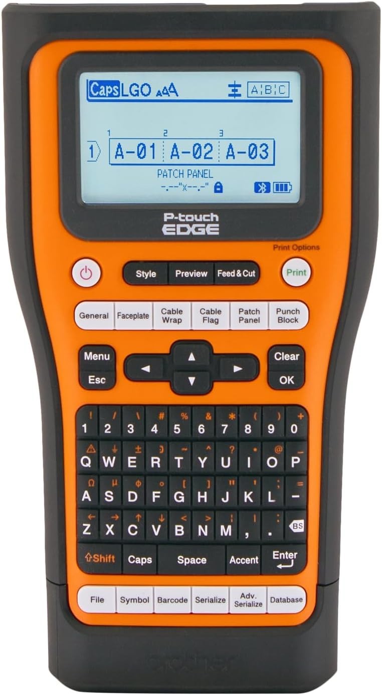 PT-E560BTVP P-Touch Edge Handheld Industrial Label Printer with Bluetooth and Du