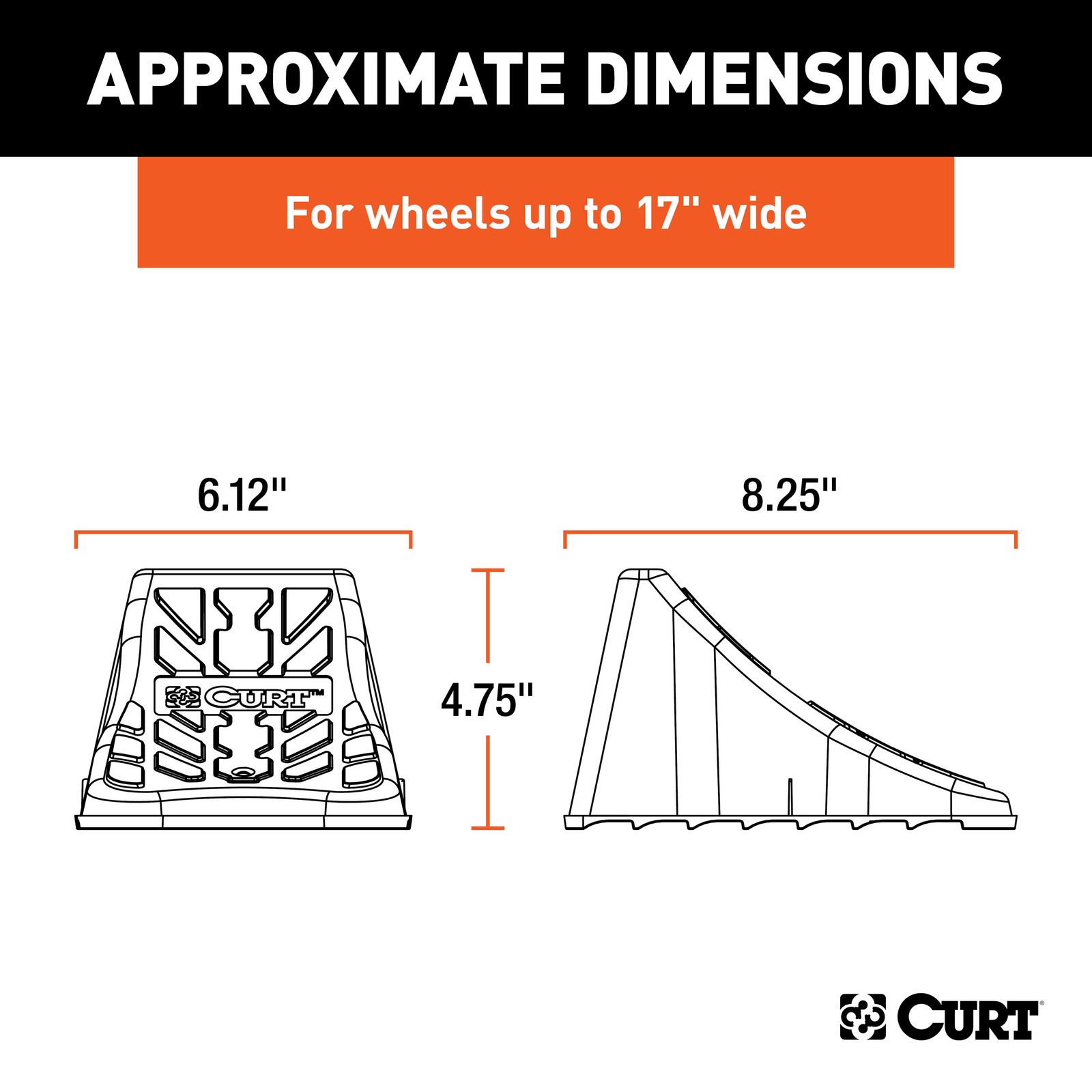 Curt-Wheel Chock Set (Up to 17" Wide Wheels)
