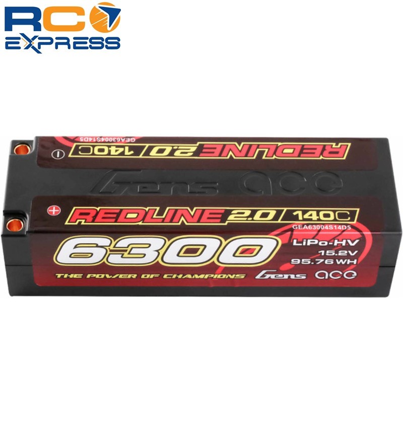 Gens Ace 15.2V 6300mAh 4S 140C LiHV 5.0mm bullet redline 2.0 GEA63004S14D5