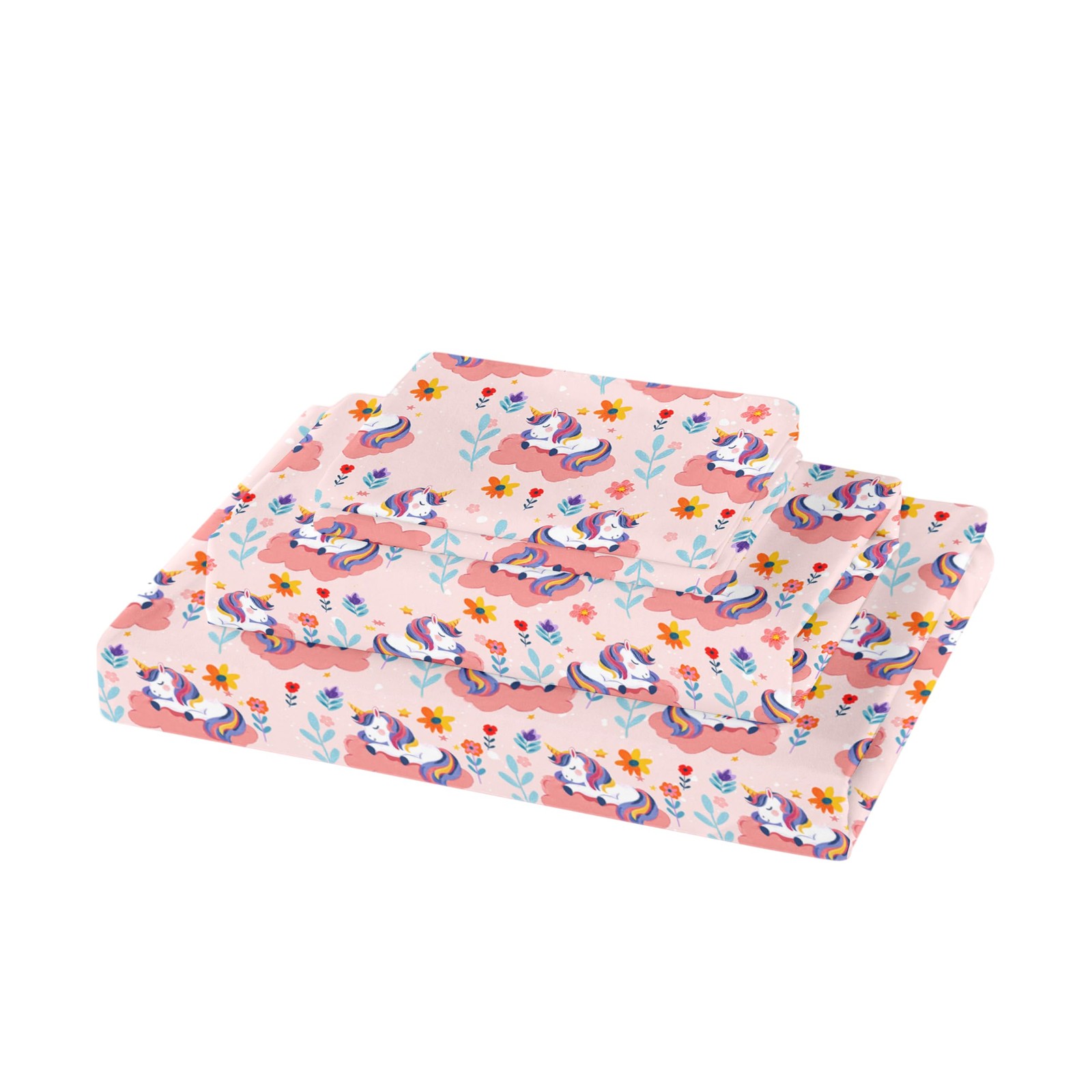 4 PCS Kids Girls Sheet Set Twin Size,Kids Sheet Set with Unicorn Pattern,Girl...