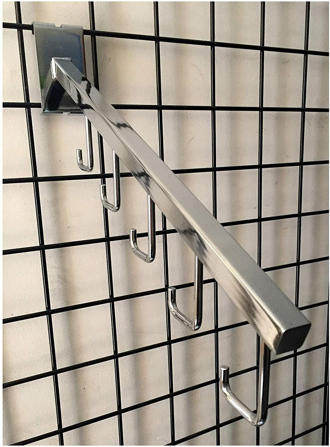 5 Hook Chrome Waterfall Square Tube for Gridwall Panels Set of 5