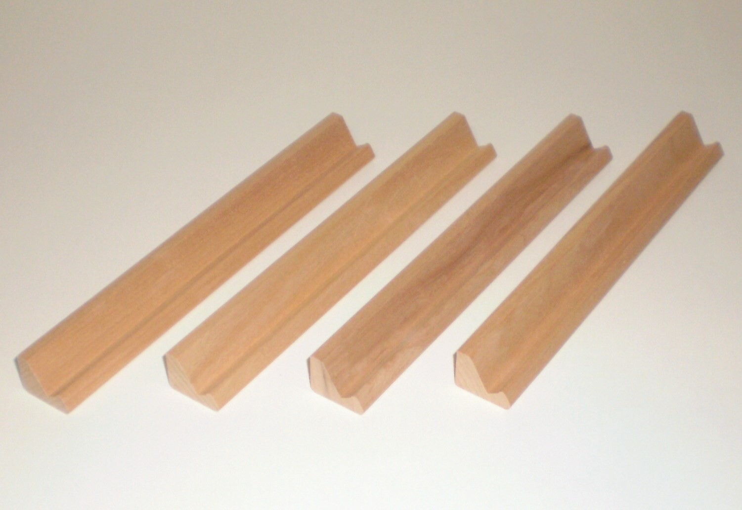 Set of 4 Wood Wooden Scrabble Game Letter Tile Racks Holders