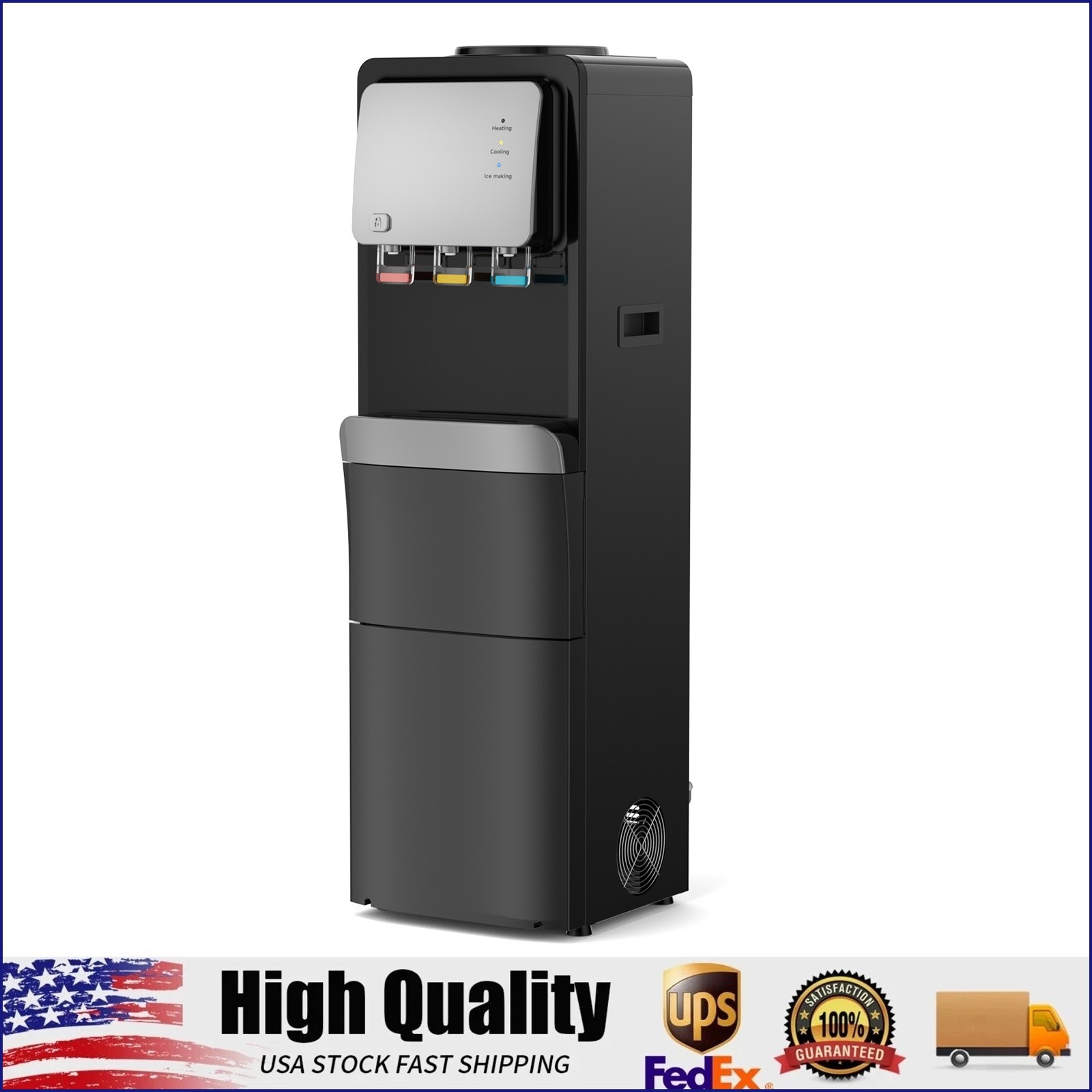 Water Dispenser with Ice Maker 3-in-1 Water Cooler Hot & Cold & Room Temperature