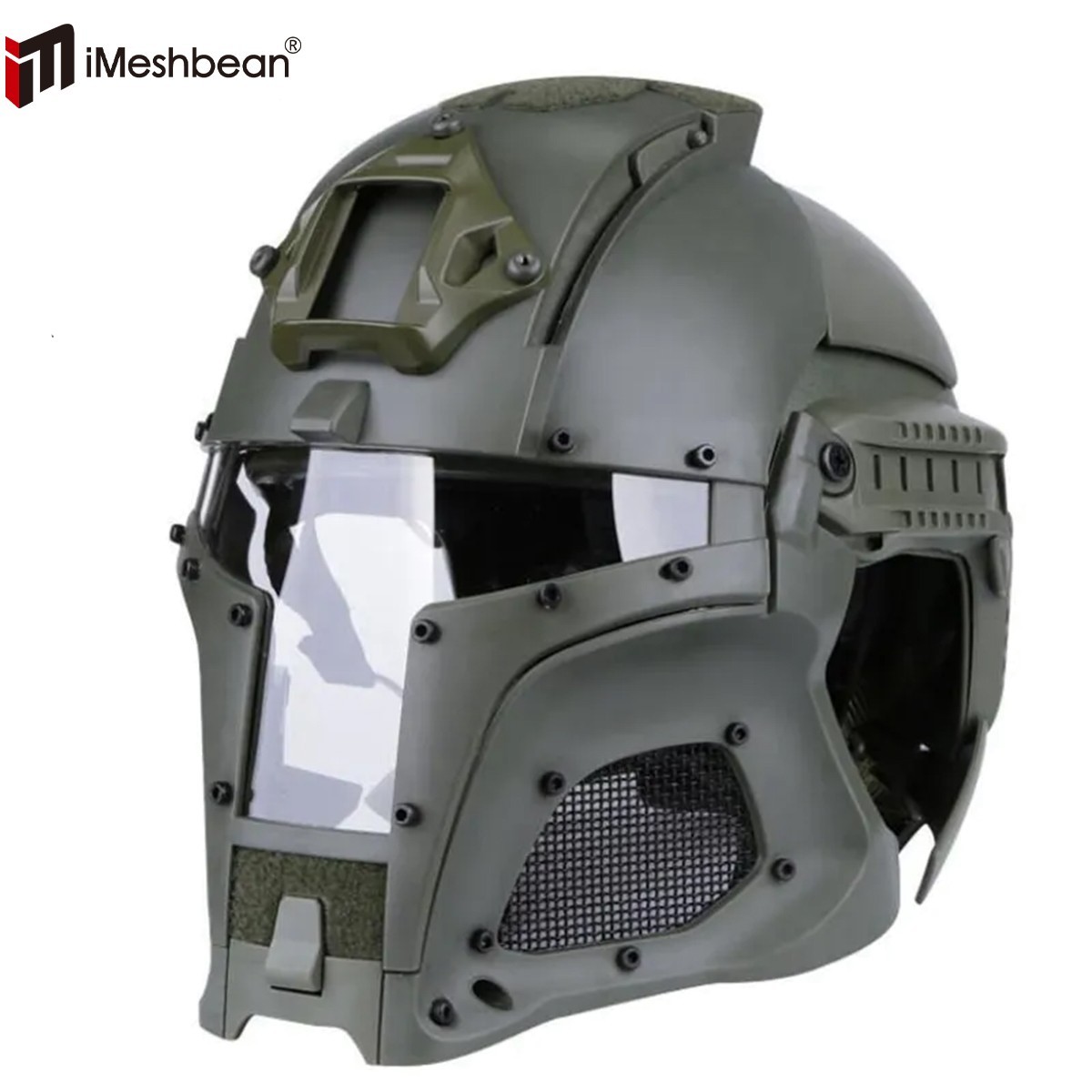 Tactical Retro Medieval Iron Warrior Motorcycle Airsoft Helmet Mask Outdoor Gree