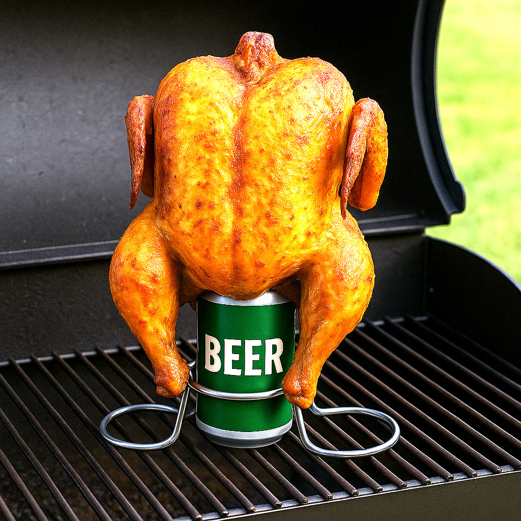 Beer Can Chicken Roaster Rack for Grill or Oven – Chrome Steel Stand BBQ Cooker
