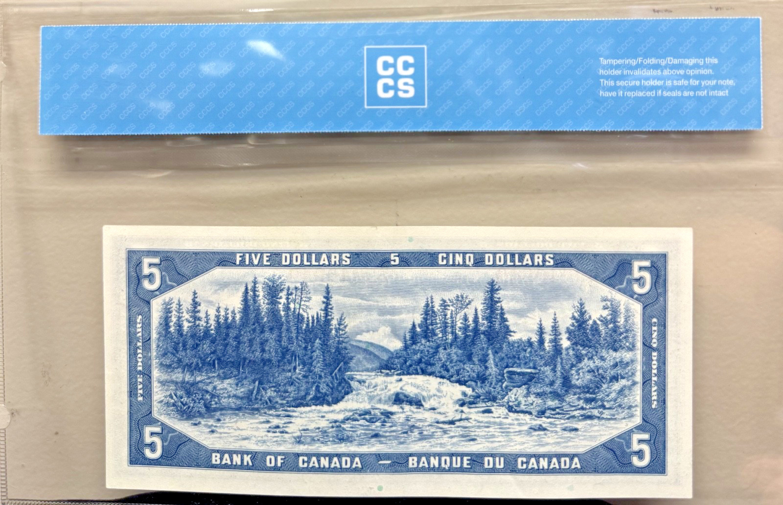 1954 Bank of Canada $5 Devil's Face Note CCCS UNC-60