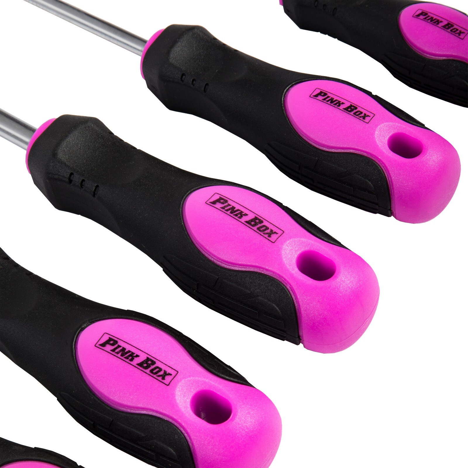 6-Piece Magnetic Screwdriver Set, Phillips & Slotted, Pink