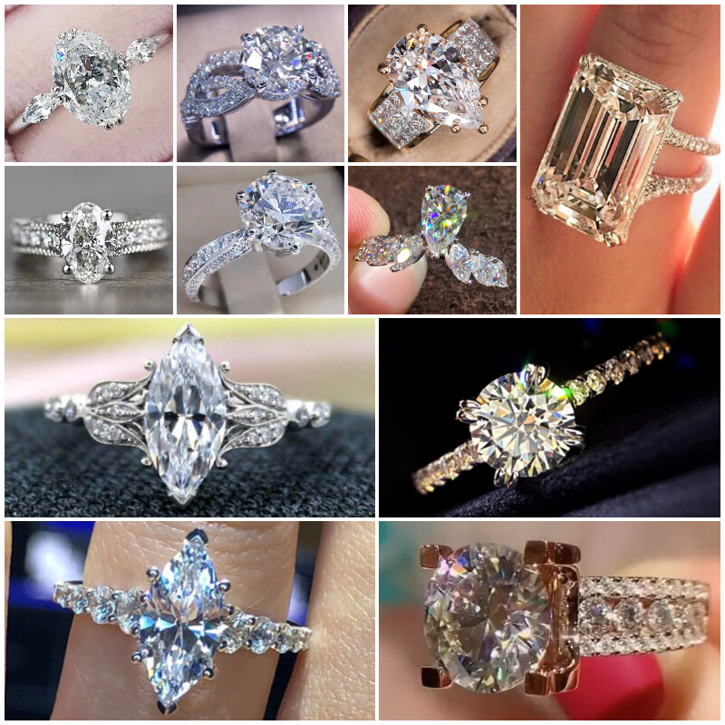 925 Silver Filled,Gold Women Ring Fashion Cubic Zircon Party Jewelry 6-10