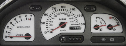 Lockwood Ford Fiesta Mk3 150MPH with Rev Counter YELLOW (ST) Dial Kit 400J/Y3